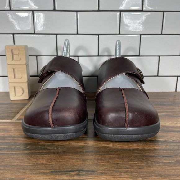 Alegria Kaitlyn Womens Size EU 38 Shoes Gravy Pull Up Leather Mary Jane Clogs - Picture 2 of 16